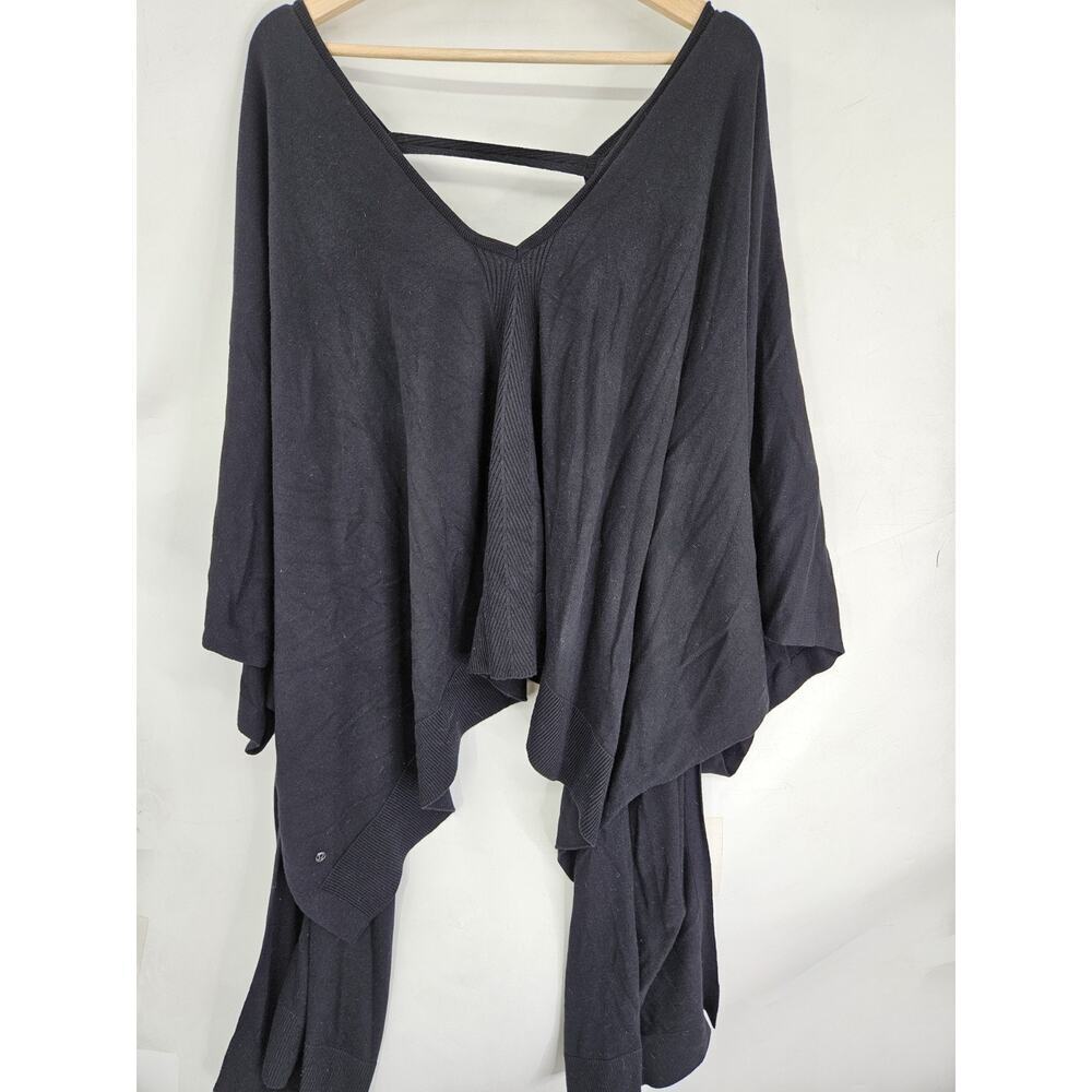 Lululemon Black Cape Poncho Open Back Sweater Soft Women's One Size Fits All